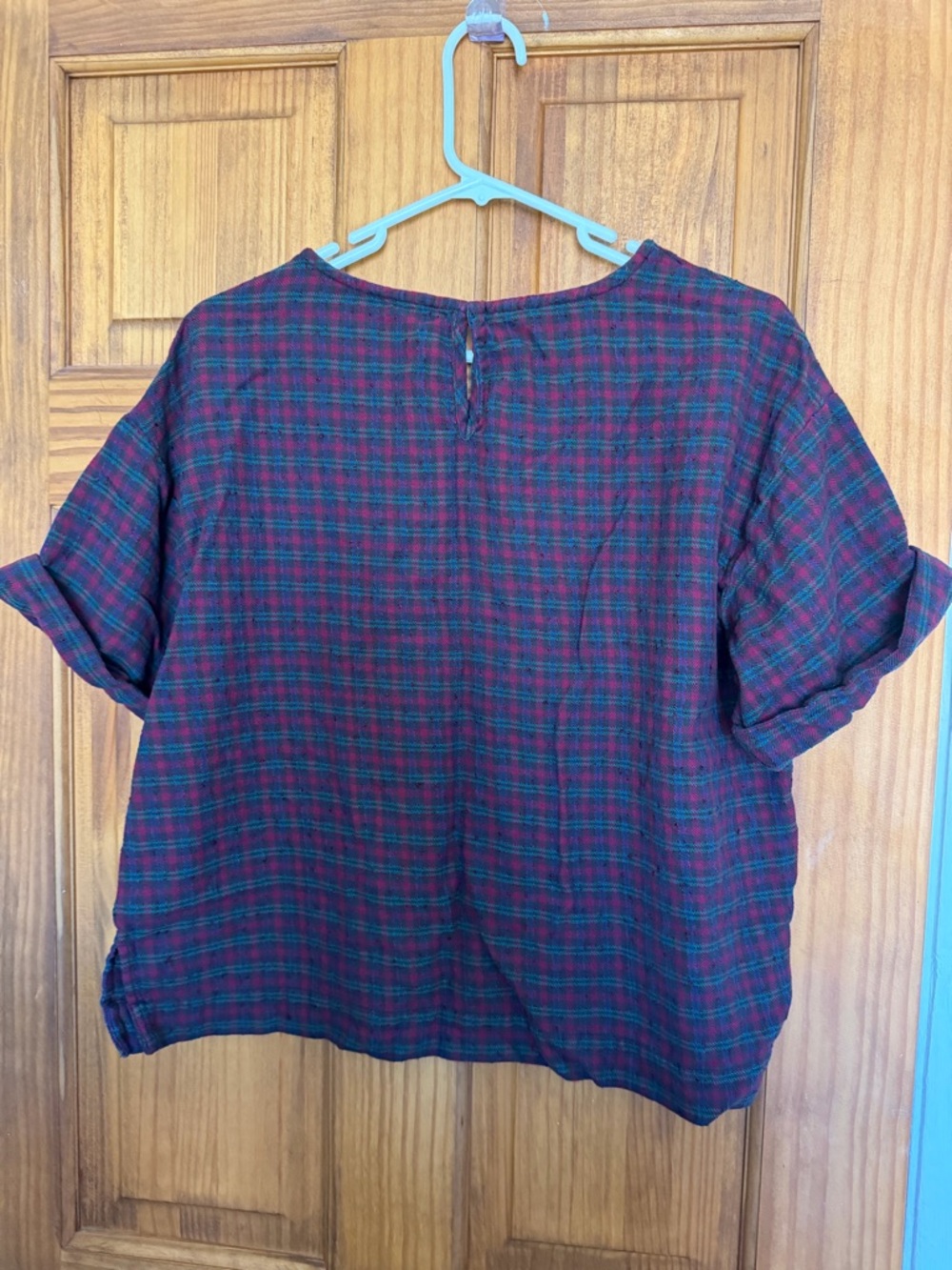 Madewell boxy  Plaid Tee (slubby holiday plaid) - Picture 4 of 9